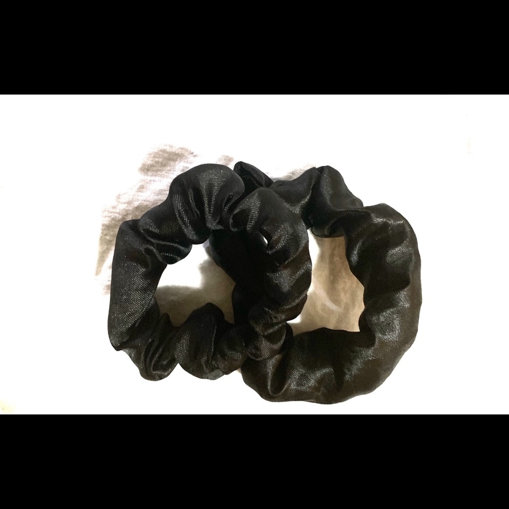 2 Black Satin Scruchies
